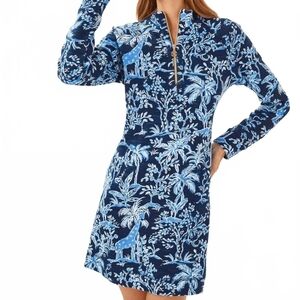 Lilly Pulitzer Navy and Light Blue Floral Mini Dress